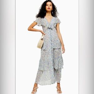 Floral Topshop Blue Maxi Dress